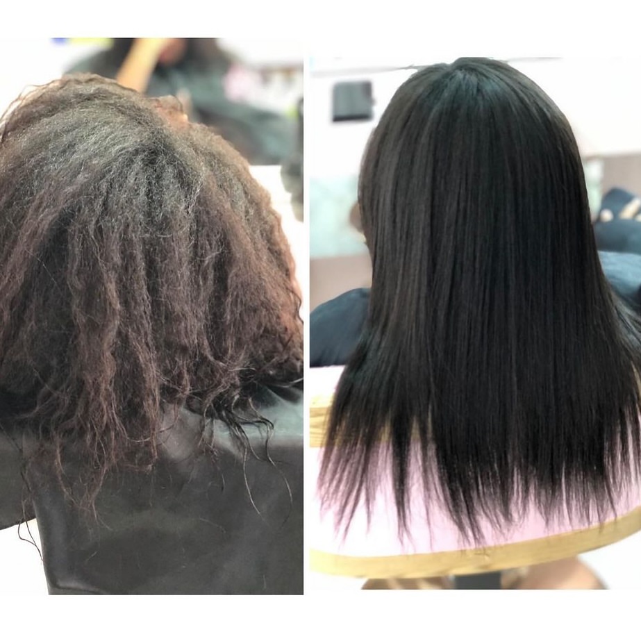 Lissage protéiné réalisé au salon Maryline Beauty à Fès