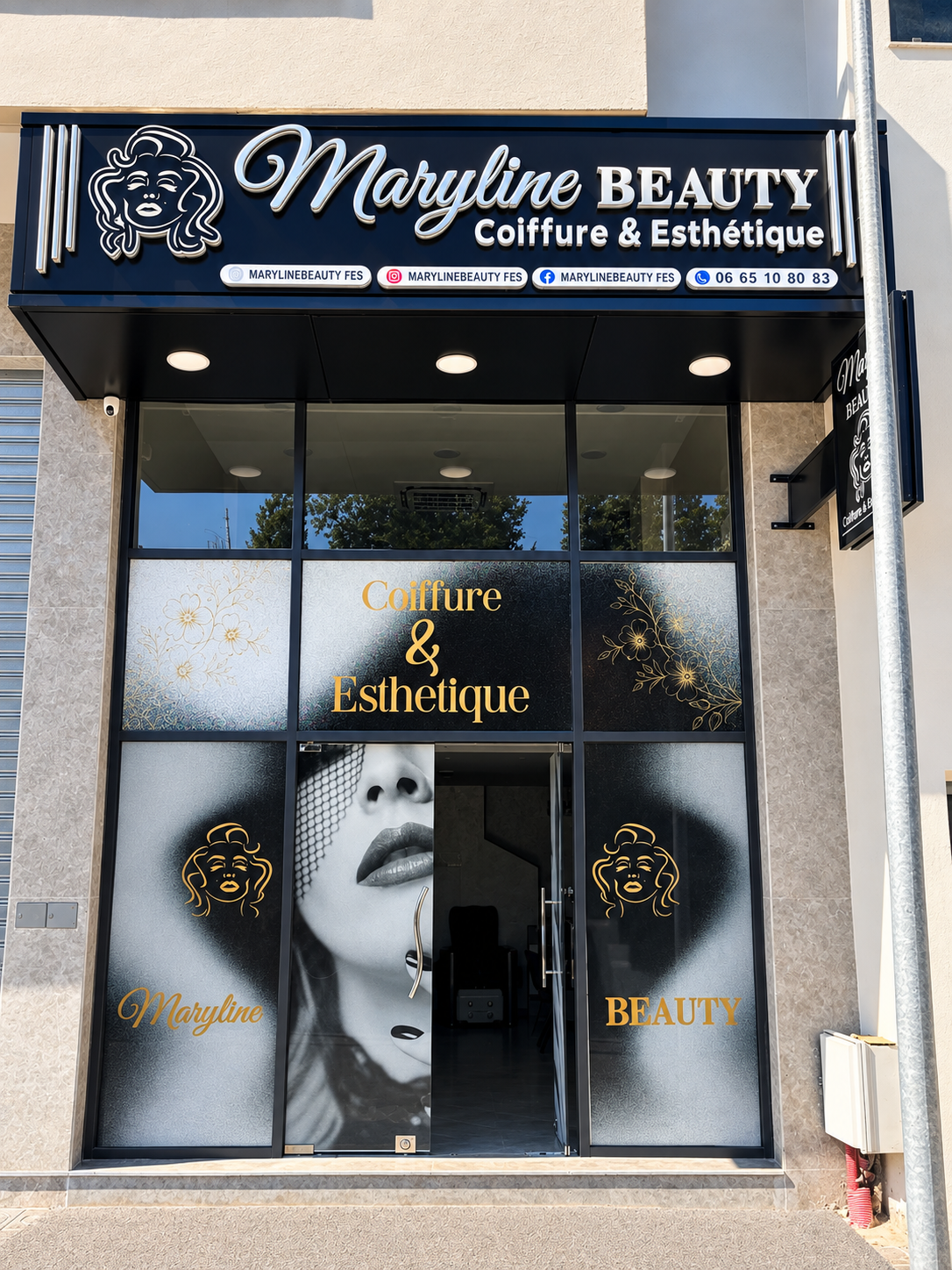 Intérieur du salon Maryline Beauty à Fès